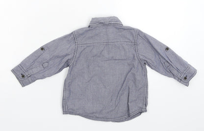 Back view of Merc Baby Blue Check Basic Button-Up, size 12-18, Months