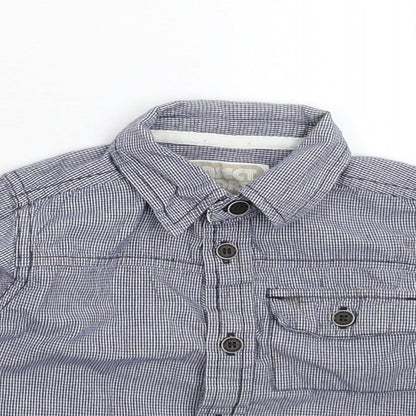 Close-up detail of Merc Baby Blue Check Basic Button-Up, size 12-18, Months