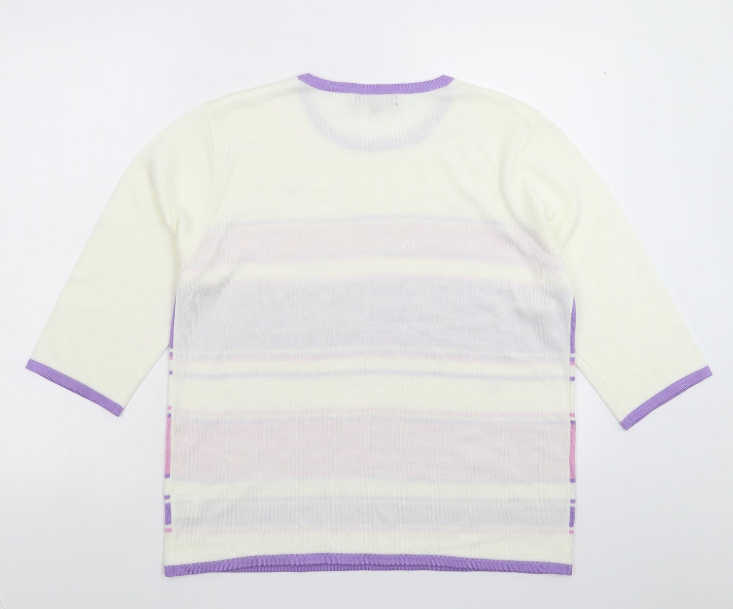Mudflower Womens White Striped Knit Pullover Jumper Size XL