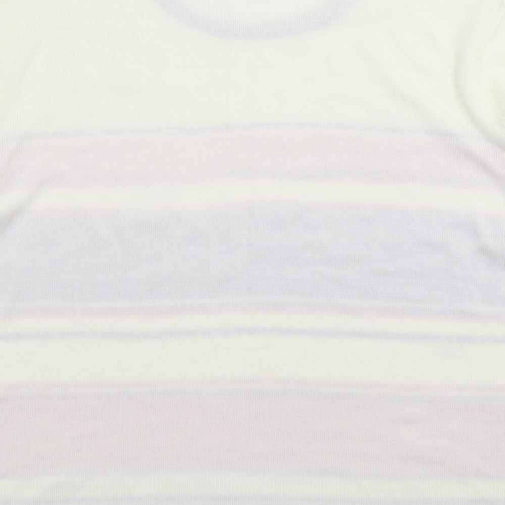 Mudflower Womens White Striped Knit Pullover Jumper Size XL