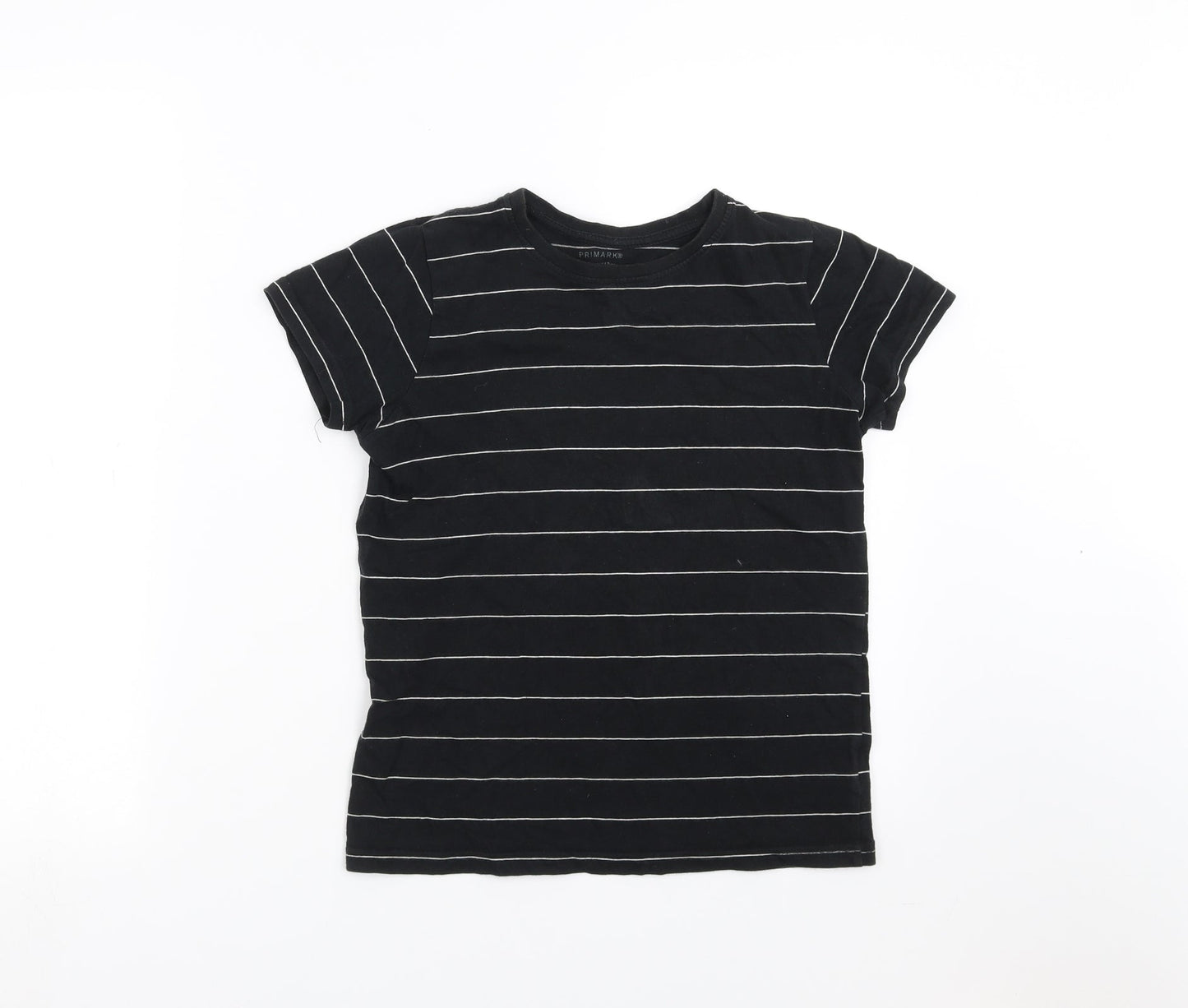Primark Boys Black Striped  Basic T-Shirt Size 9-10 Years