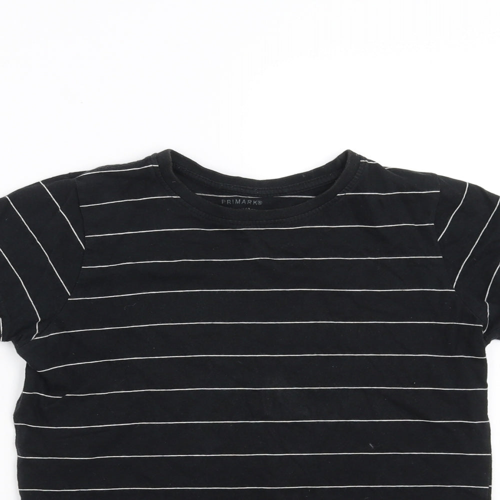 Primark Boys Black Striped  Basic T-Shirt Size 9-10 Years