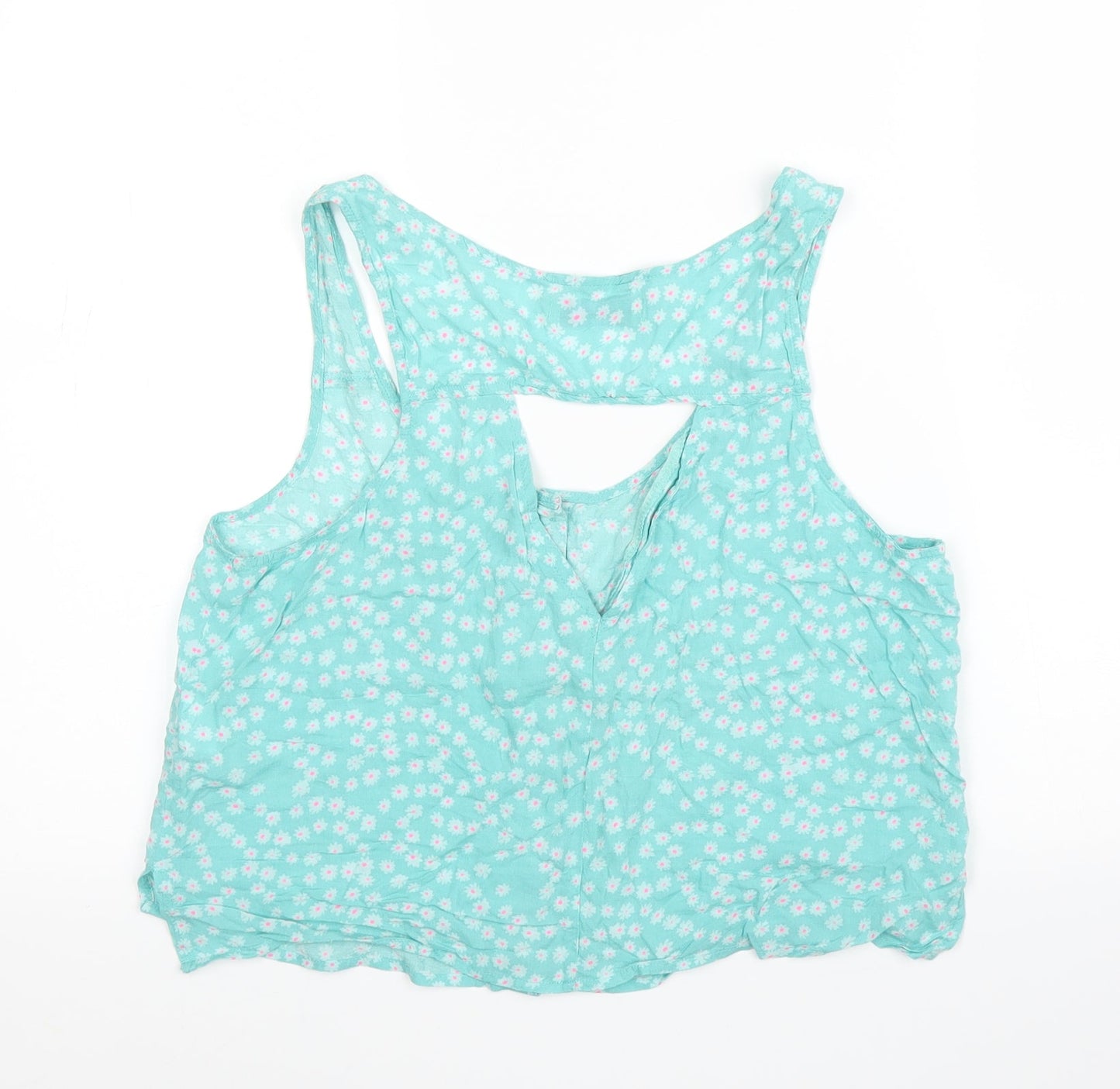Pull&Bear Womens Green Floral  Basic Blouse Size M