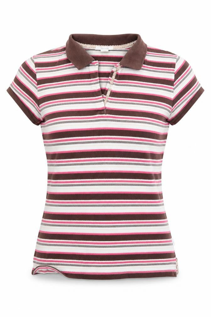 Wolsey Womens Brown Striped  Basic T-Shirt Size 10