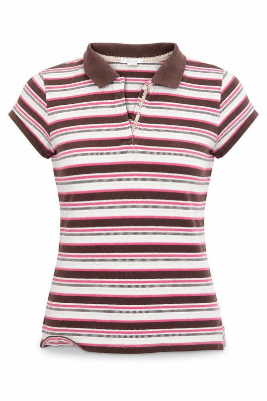 Wolsey Womens Brown Striped  Basic T-Shirt Size 10