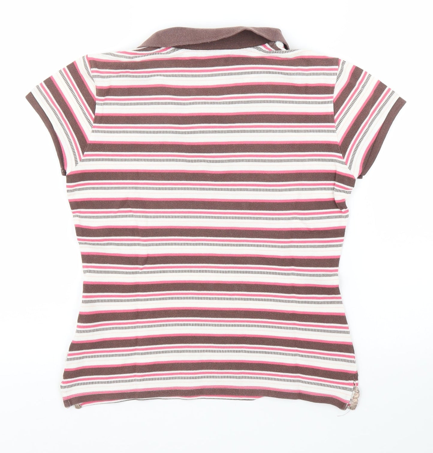 Wolsey Womens Brown Striped  Basic T-Shirt Size 10