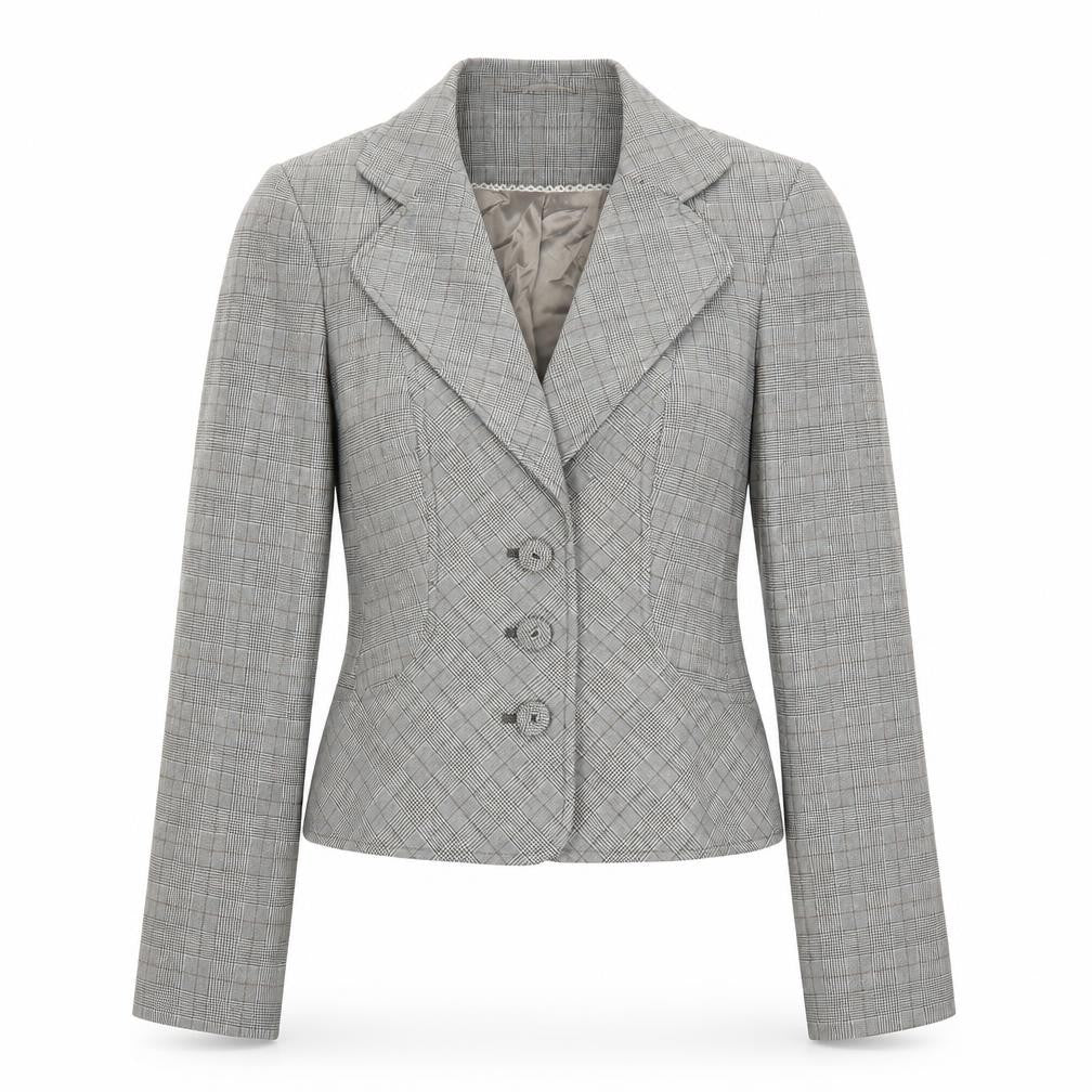 Marks & Spencer Womens Grey Plaid  Jacket Blazer Size 8