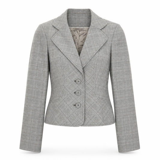 Marks & Spencer Womens Grey Plaid  Jacket Blazer Size 8
