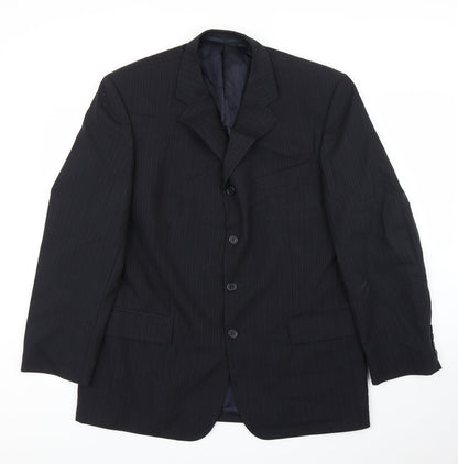 Additional front view of Principles men’s black striped jacket suit jacket, size 44