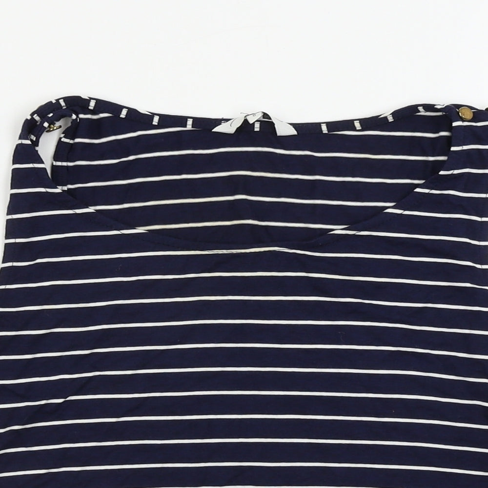 New Look Womens Blue Striped  Basic T-Shirt Size 8