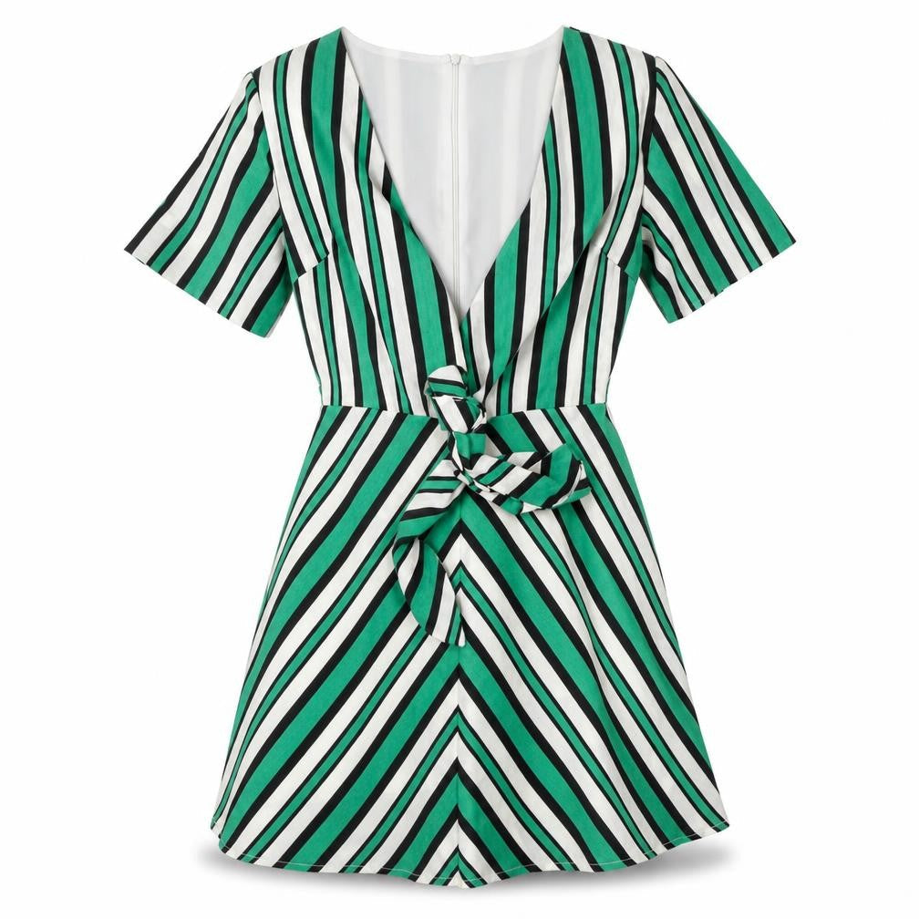 Boohoo  Womens Green Striped  A-Line  Size 8