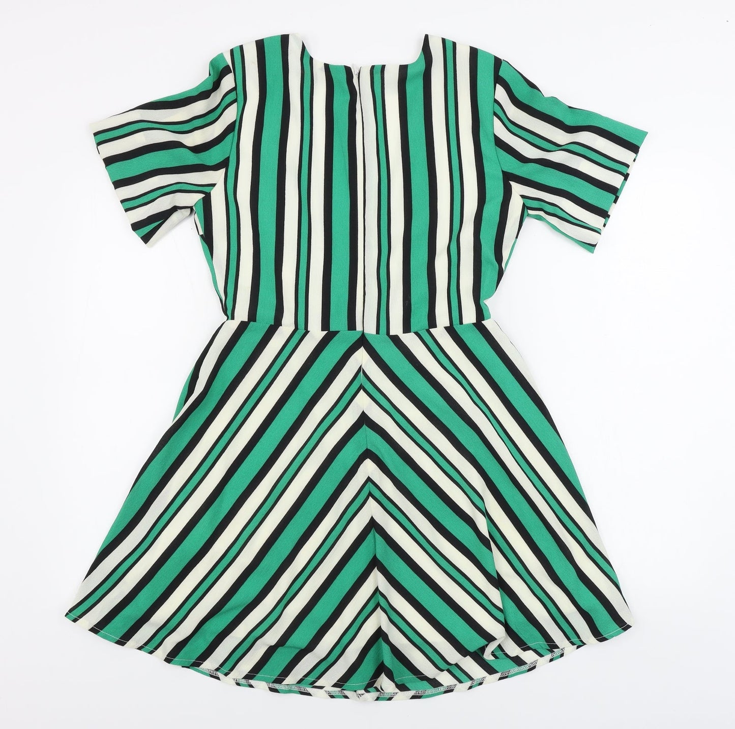 Boohoo  Womens Green Striped  A-Line  Size 8