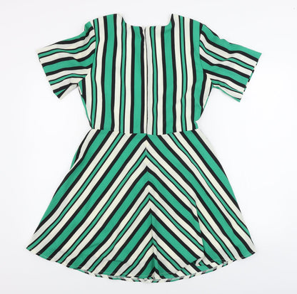 Boohoo  Womens Green Striped  A-Line  Size 8