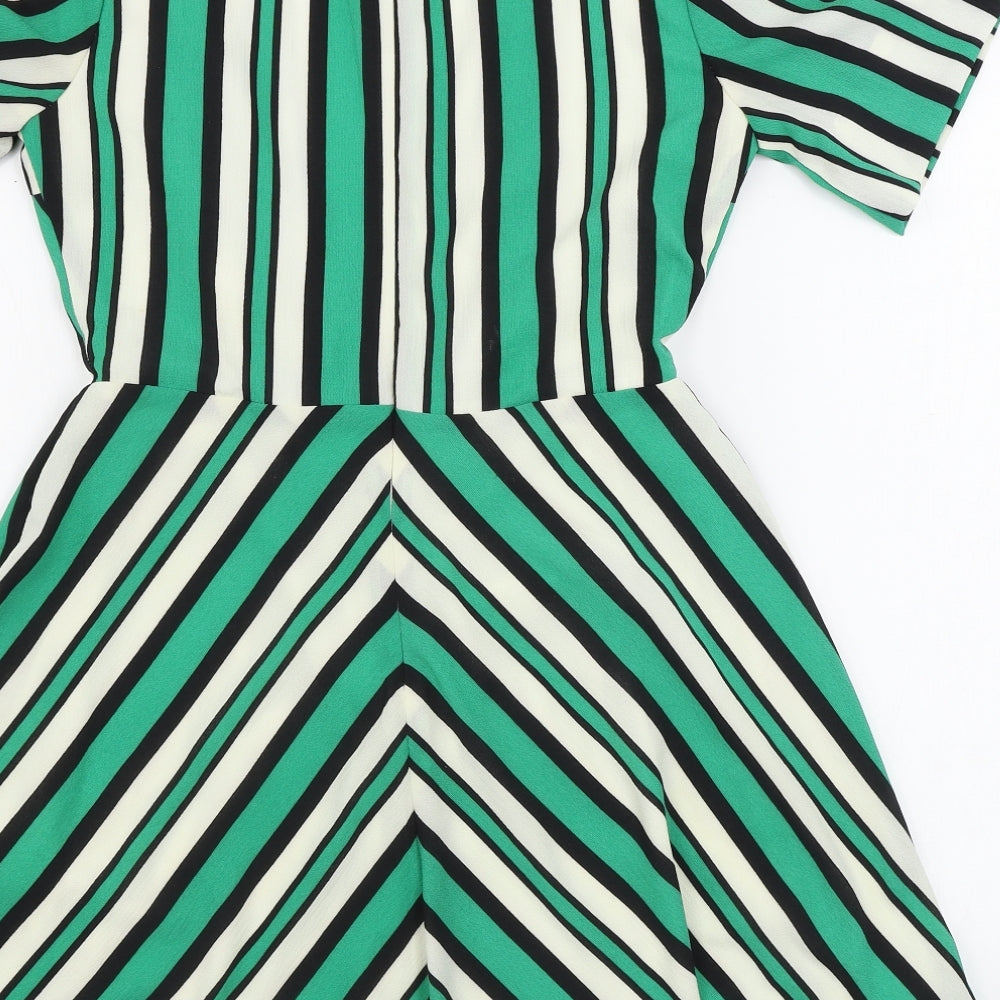 Boohoo  Womens Green Striped  A-Line  Size 8