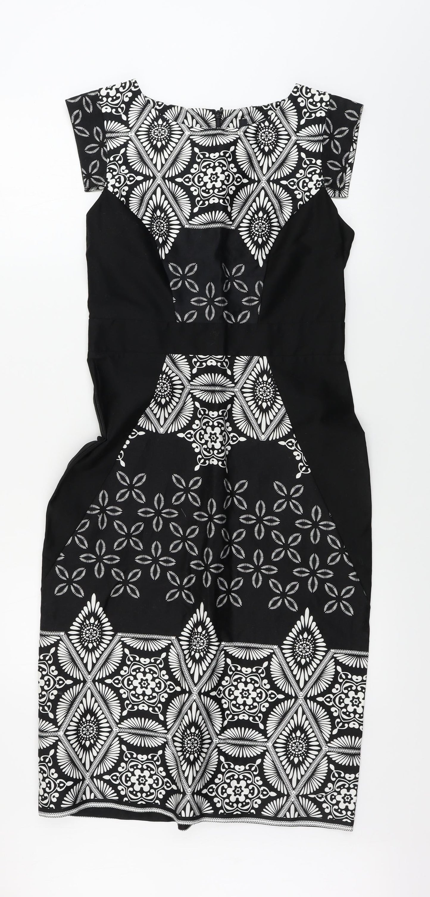 Preworn  Womens Black Floral  A-Line  Size 12