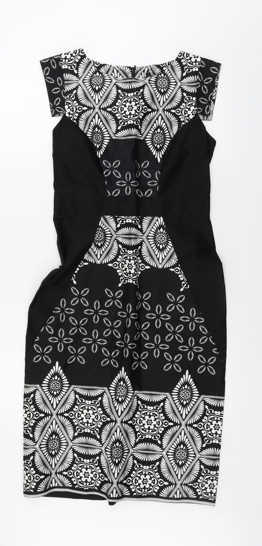 Preworn  Womens Black Floral  A-Line  Size 12