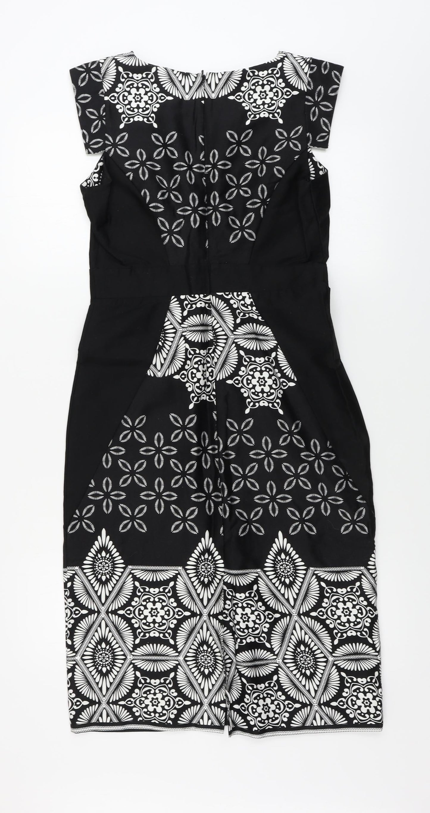 Preworn  Womens Black Floral  A-Line  Size 12