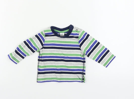 Mini Club Boys Grey Striped  Basic T-Shirt Size 3-6 Months