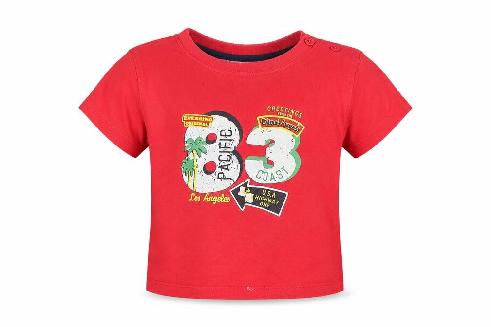 energino Boys Red   Basic T-Shirt Size 12-18 Months