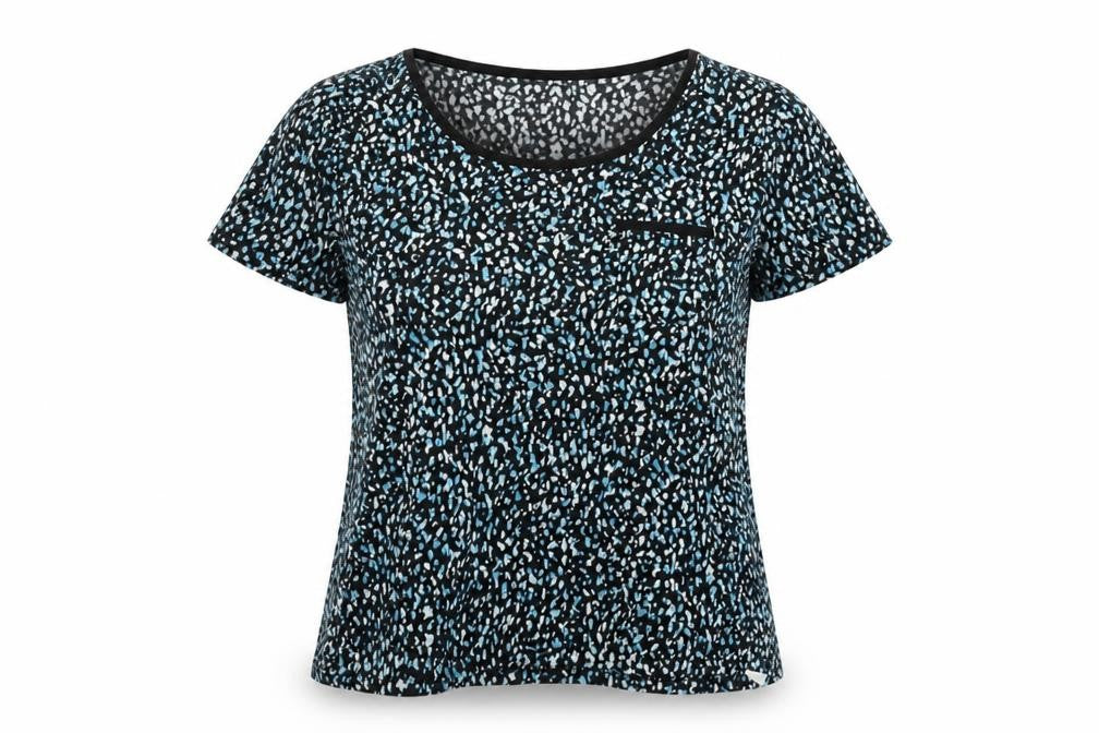 Midnight Womens Black Geometric  Basic T-Shirt Size L