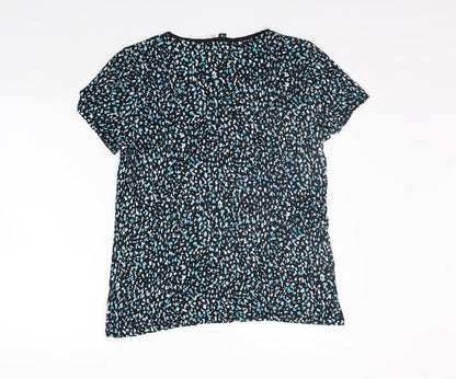 Midnight Womens Black Geometric  Basic T-Shirt Size L