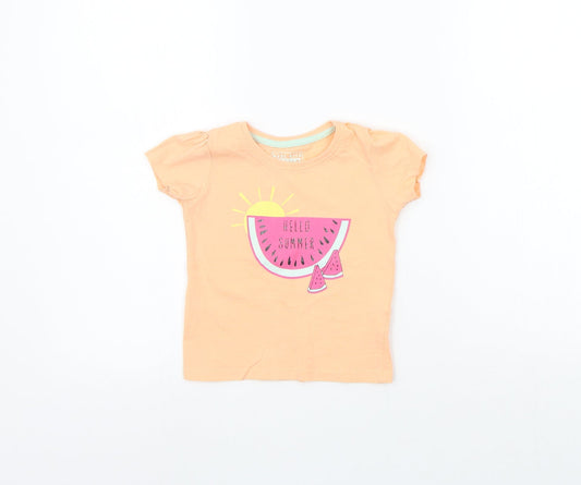 Primark Girls Orange   Basic T-Shirt Size 12-18 Months