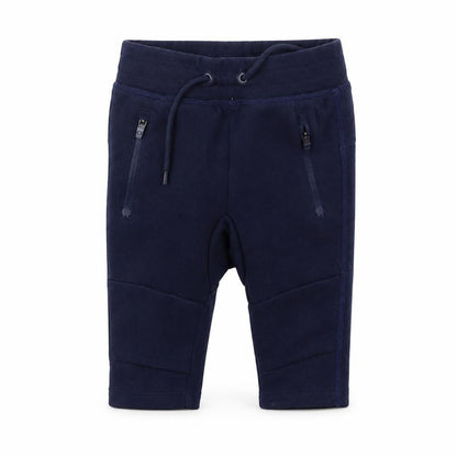 Front view of Gap girls’ blue jogger trousers, size 6-9, months