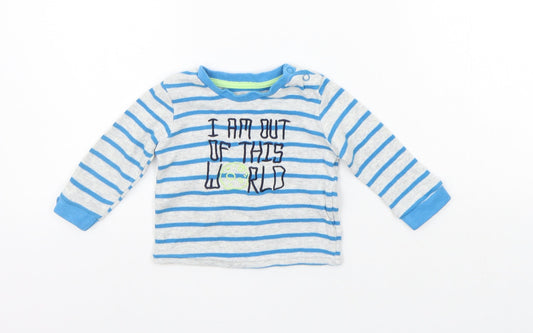 Primark Boys Blue Striped  Pullover Jumper Size 6-9 Months