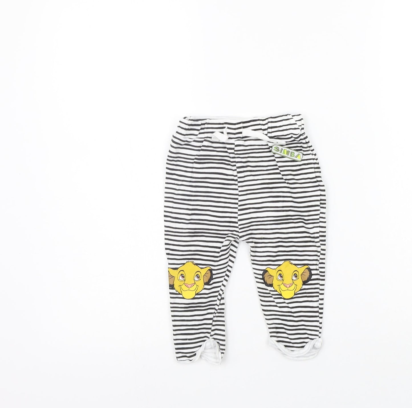Primark Girls White Striped  Jogger Leggings Size 6-9 Months  - Tiger King