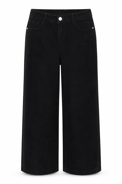 Front view of Denim & Co. women’s black trousers, size UK 12, 23-inch leg