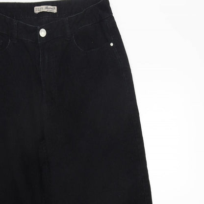 Close-up detail of Denim & Co. women’s black trousers, size UK 12, 23-inch leg
