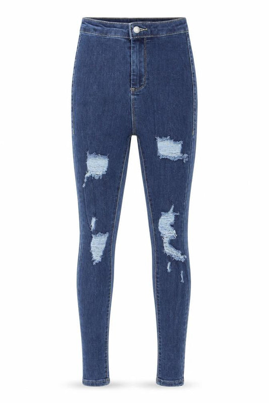 PRETTYLITTLETHING Womens Blue  Denim Skinny Jeans Size 6 L26 in