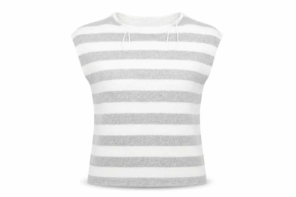 TU Womens White Striped  Vest Jumper Size 12