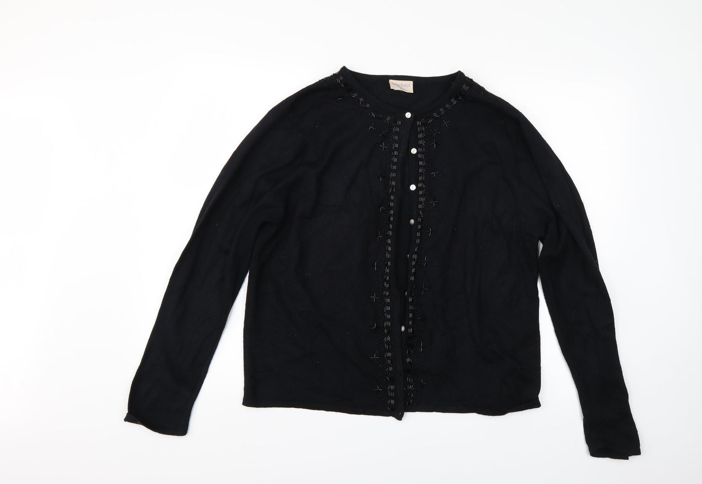mackays Womens Black  Knit Cardigan Jumper Size XL