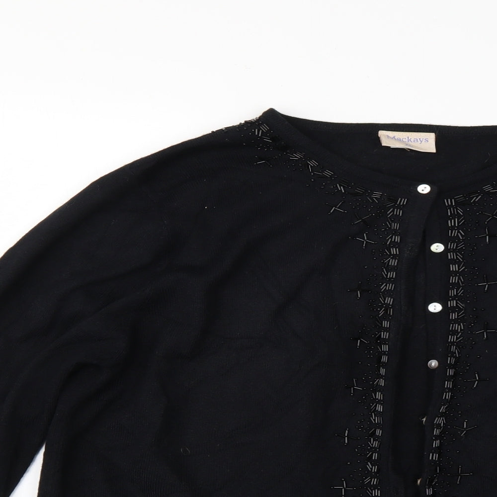 mackays Womens Black  Knit Cardigan Jumper Size XL