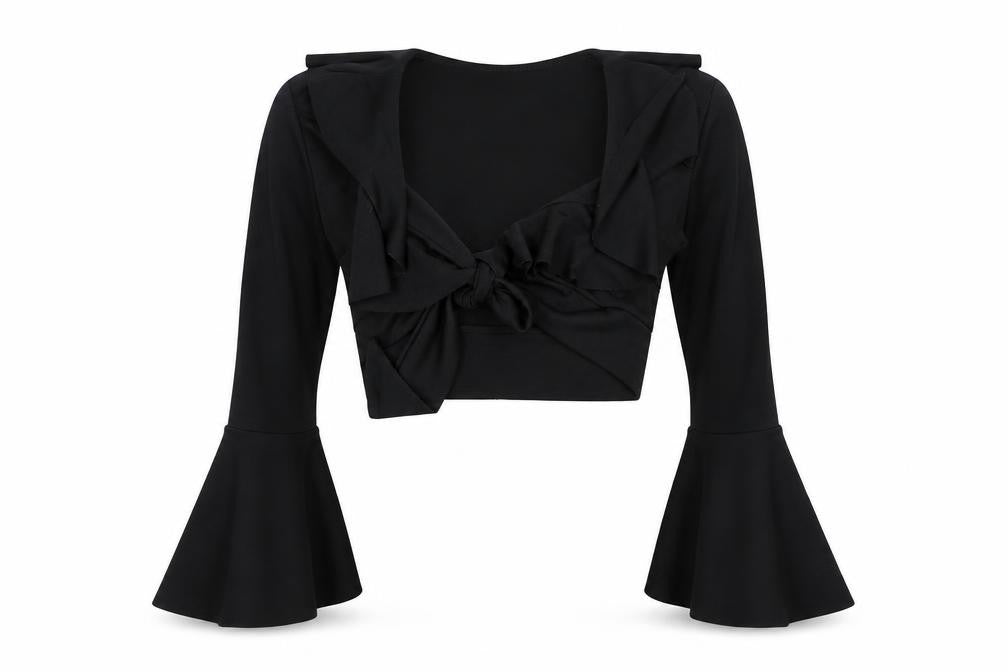 Boohoo Womens Black   Cropped Blouse Size 8
