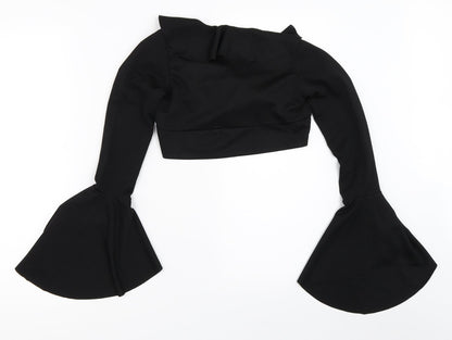 Boohoo Womens Black   Cropped Blouse Size 8
