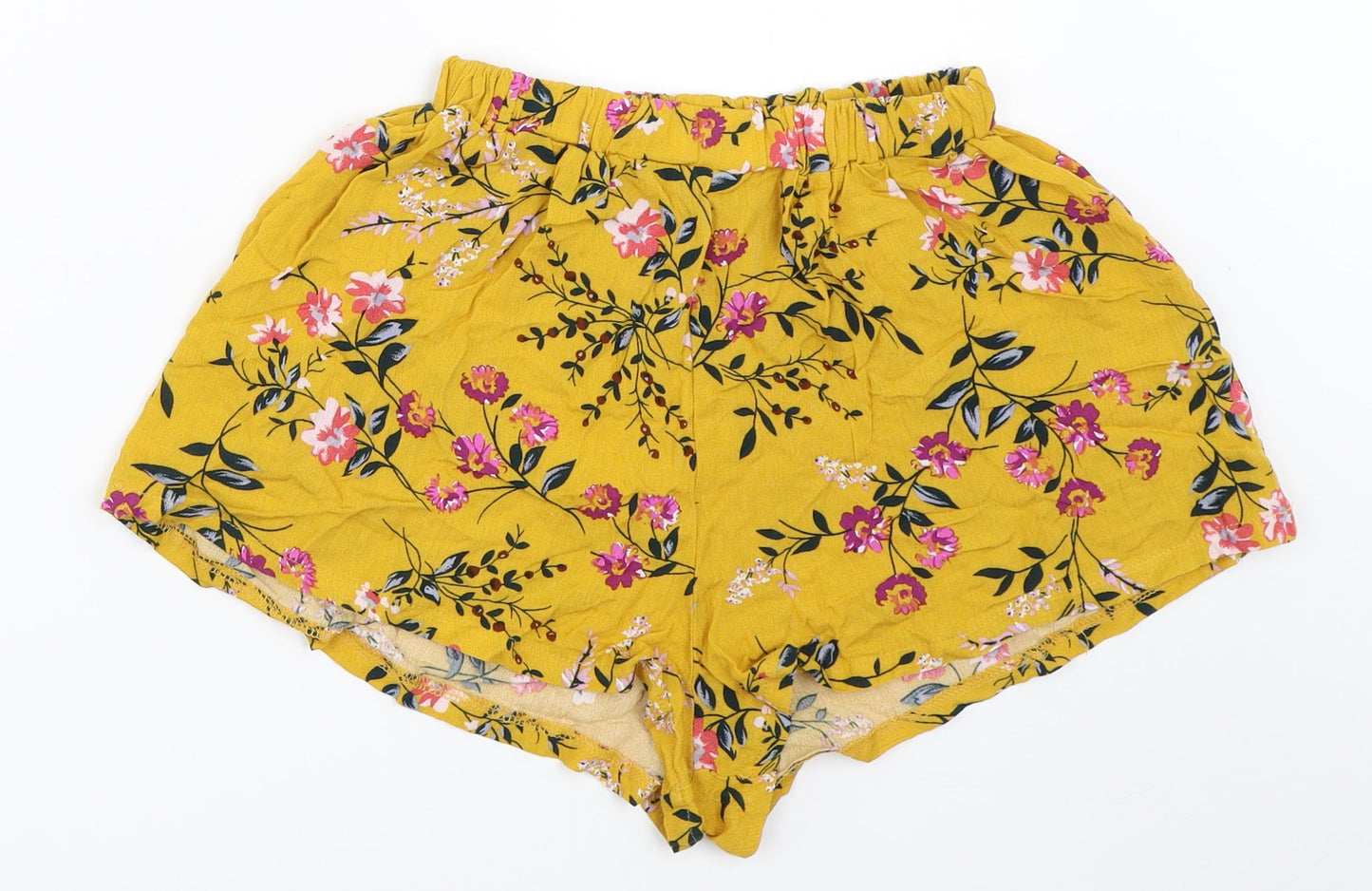 Preworn Womens Yellow Floral  Hot Pants Shorts Size M