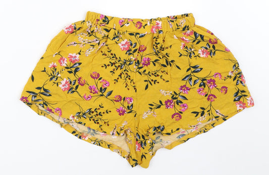 Preworn Womens Yellow Floral  Hot Pants Shorts Size M