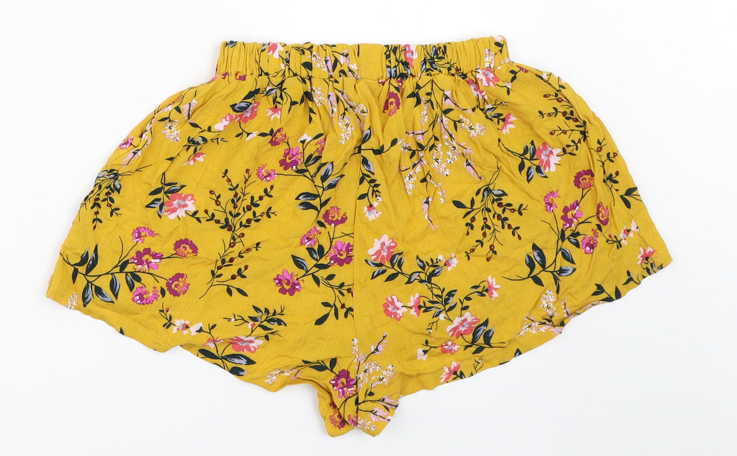 Preworn Womens Yellow Floral  Hot Pants Shorts Size M
