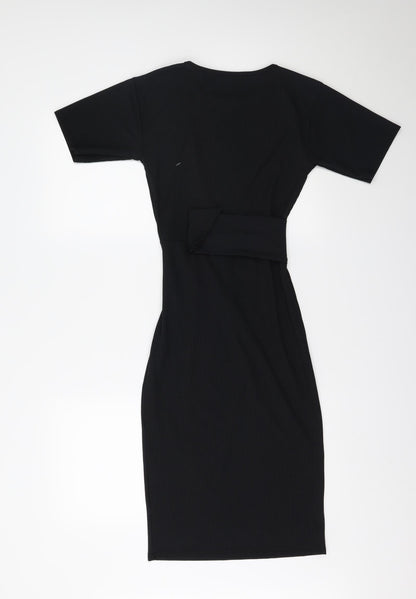 Back view of Missguided women’s black fit & flare, size UK 8