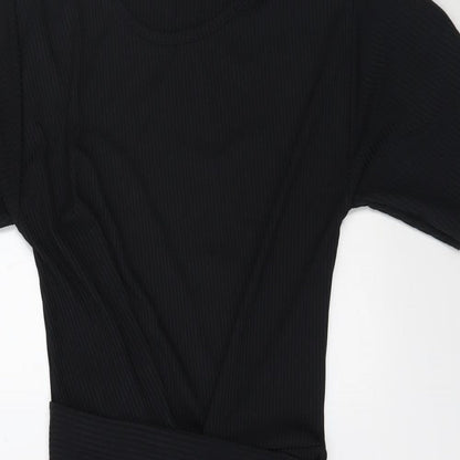 Close-up detail of Missguided women’s black fit & flare, size UK 8