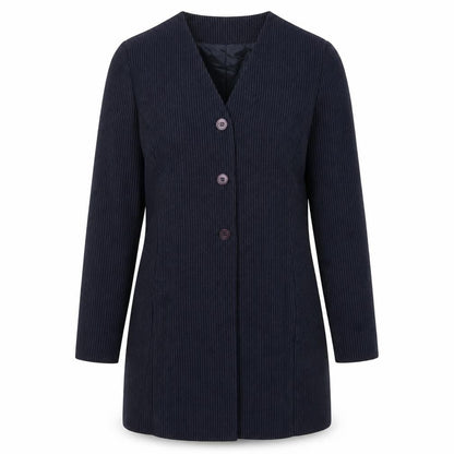 Front view of Roman women’s blue striped jacket blazer, size UK 14