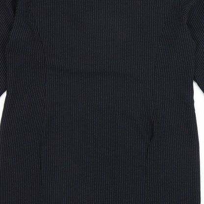 Brand and care label for Roman women’s blue striped jacket blazer, size UK 14