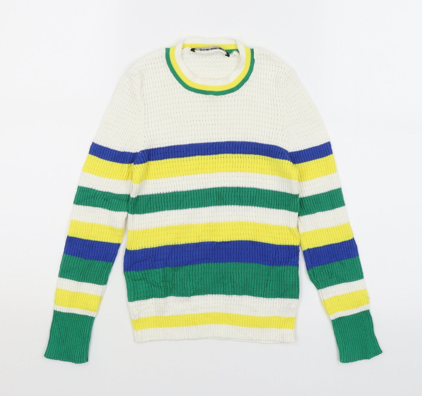 Astradivarius Womens White Striped  Pullover Jumper Size S