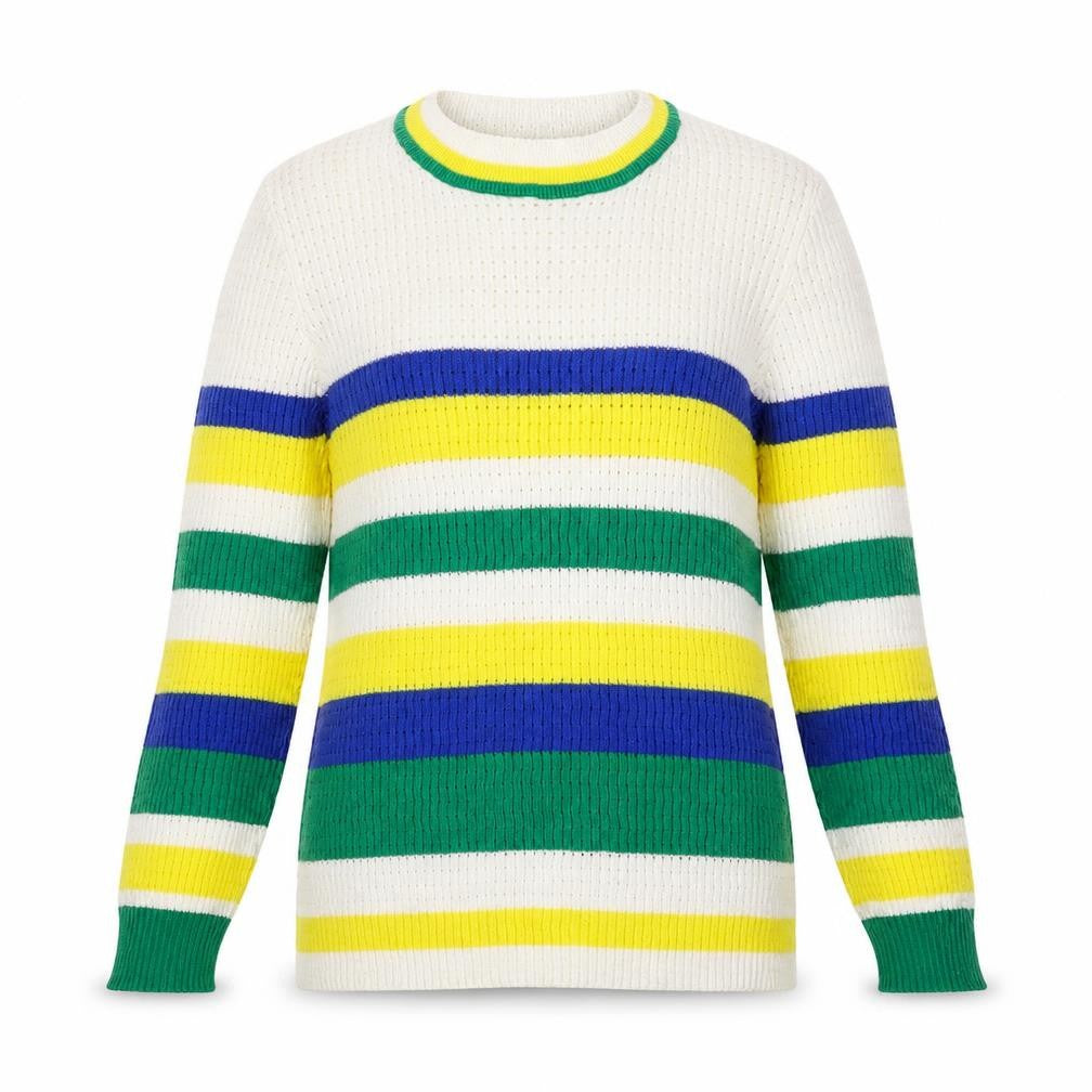Astradivarius Womens White Striped  Pullover Jumper Size S