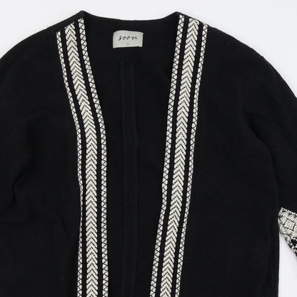 Close-up detail of Soon women’s black jacket coatigan, size S