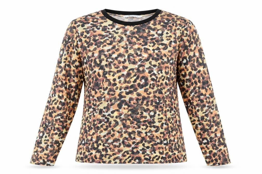TU Womens Brown Animal Print  Basic Blouse Size 10