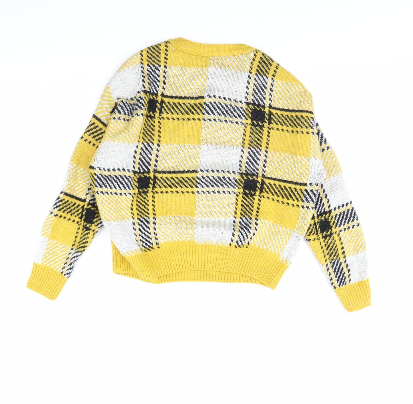 New Look Womens Yellow Check  Pullover Jumper Size S