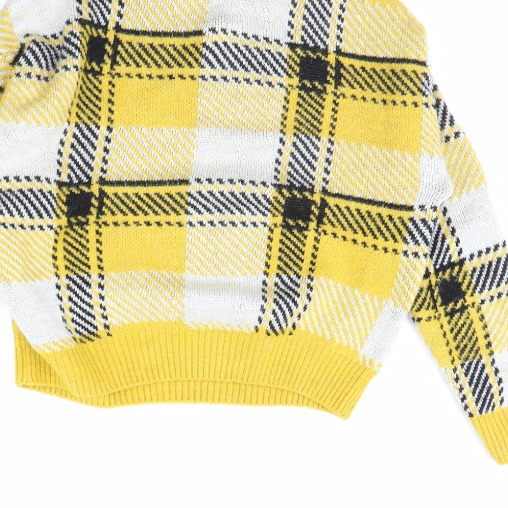 New Look Womens Yellow Check  Pullover Jumper Size S